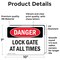 Signmission Lock Gate At All Times Danger Sign, Vinyl Decal, 10in W x 7in L, 2PK OS-2PACK-DS-D-710-L-2151 - alternate 6